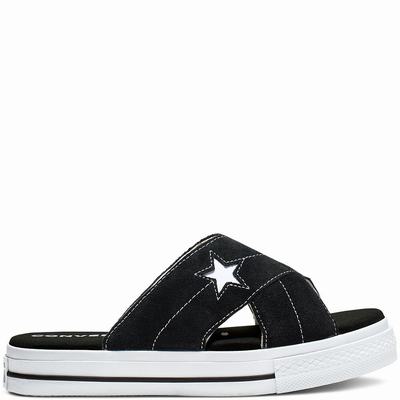 Női Converse One Star Sandalism Slip Tornacipő CO6398201 Fekete/Bézs